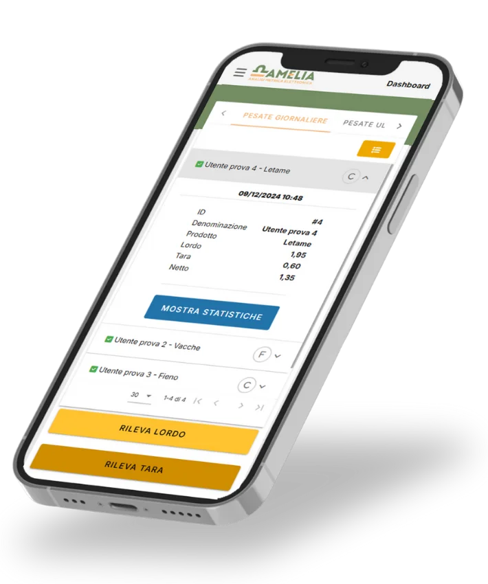 Amelia: tracciabilità e controllo pesatura